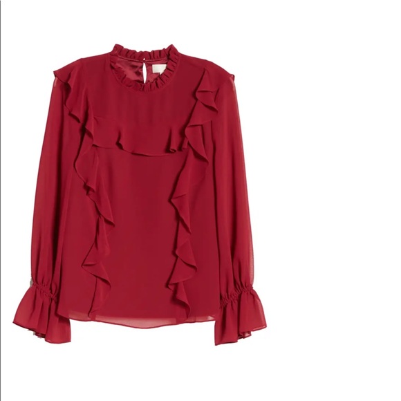 NWT Rachel Parcell Feminine Red Ruffle Top - Picture 5 of 13